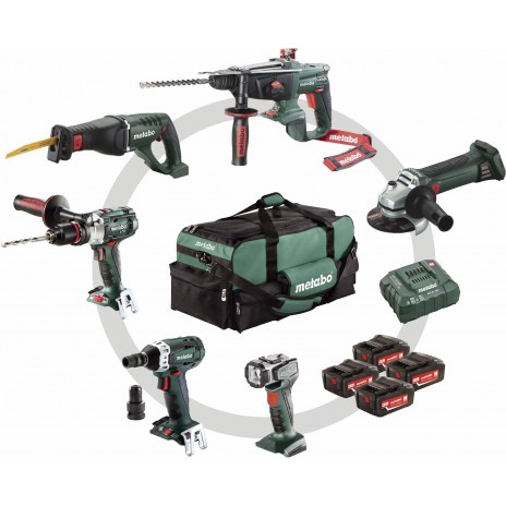 Metabo 18 Volt Combo Set Μπαταρίας 6.1 SB 18 LTX + KHA 18 LTX + W 18 LTX 125 Quick + ASE 18 LTX + SSW 18 LTX 200 + ULA